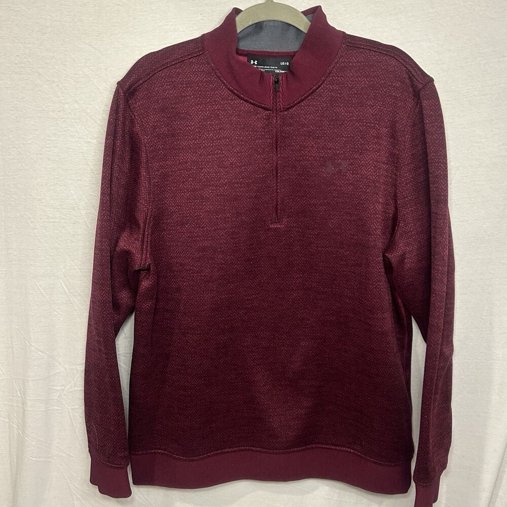 Under Armour 1/4 Zip Cold Gear Sweatshirt Sweater Mens Large Loose Fit Red